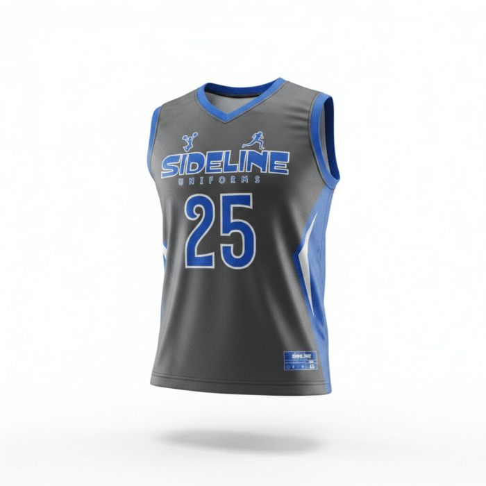 Custom orange and black sublimated basketball jersey – Sideline Uniforms