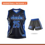 Custom basketball uniform set package - navy sublimated jersey and shorts