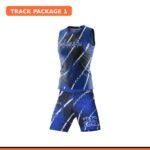 Custom track uniform set package - blue sublimated singlet and compression shorts