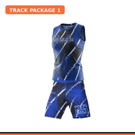 Custom track uniform set package - blue sublimated singlet and compression shorts